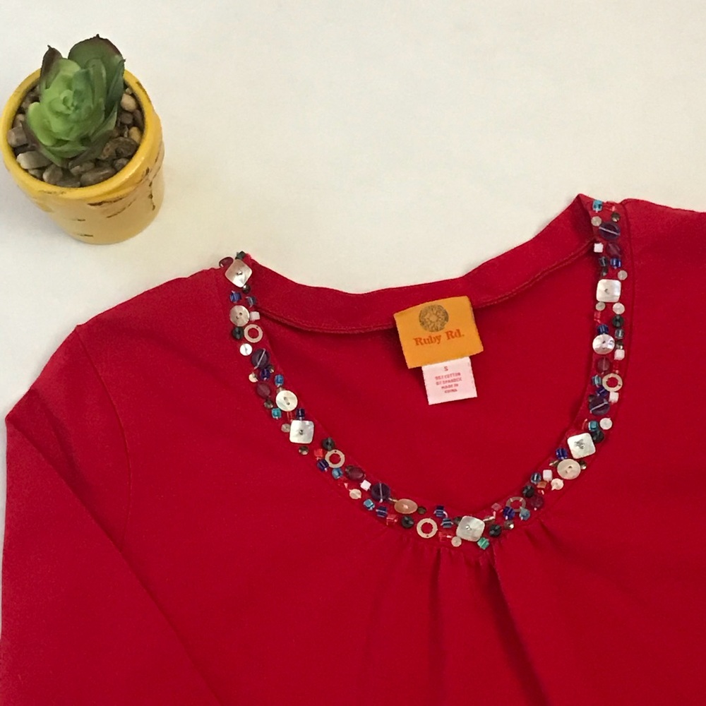 Ruby Rd. Red Blouse Small - Picture 3 of 3